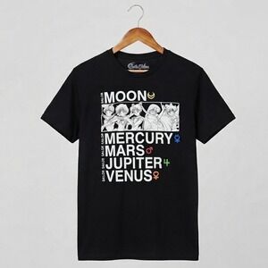 Sailor Moon Graphic T-Shirt Medium Black Inner Senshi Anime Manga Tee Manga